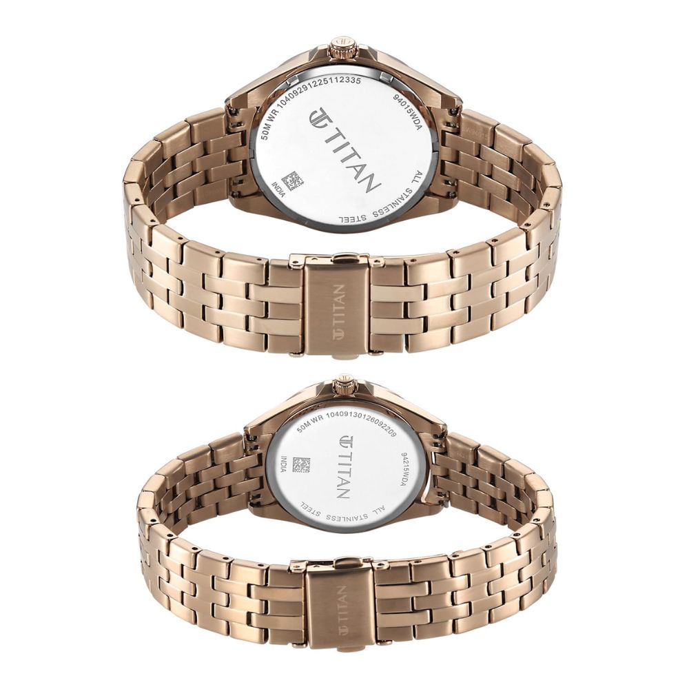 Titan Modern Bandhan Pair Rose Gold Couples Watch 9401594215WM01