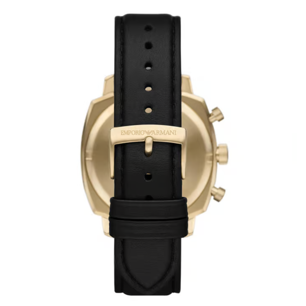 Emporio Armani Black Dial Men's Quartz Analog Leather Watch AR11690
