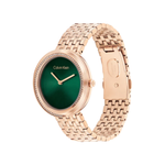 Calvin Klein Twisted Bezel Women's Quartz Green Dial Analog Watch 25100068