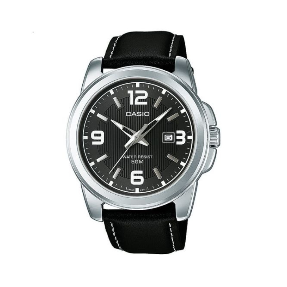 Casio Black Leather Strap Men's Watch MTP-1314L-8AV, MTP-1314PL-8AV | 10376281