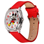 Zoop Disney Mickey Mouse Silver Dial Red Strap Boys Kids Watch 16055SL01