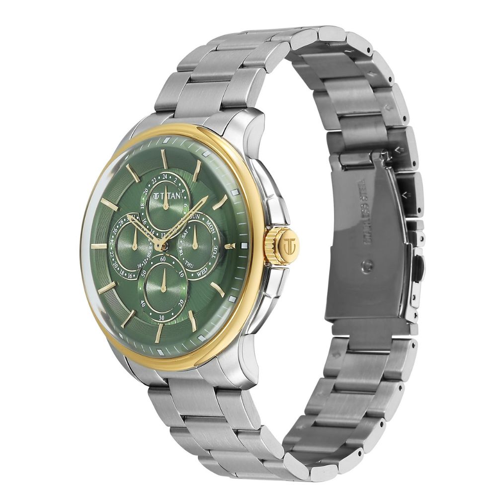 Titan Classique Four Eye Green Dial Men's Watch 90217BM02