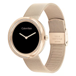 Calvin Klein Twisted Bezel Black Dial Women's Analog Mesh Watch 25200151