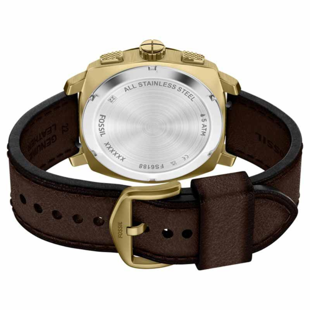 Fossil Machine Brown Dial Men's Chronograph Leather Strap Watch FS6188