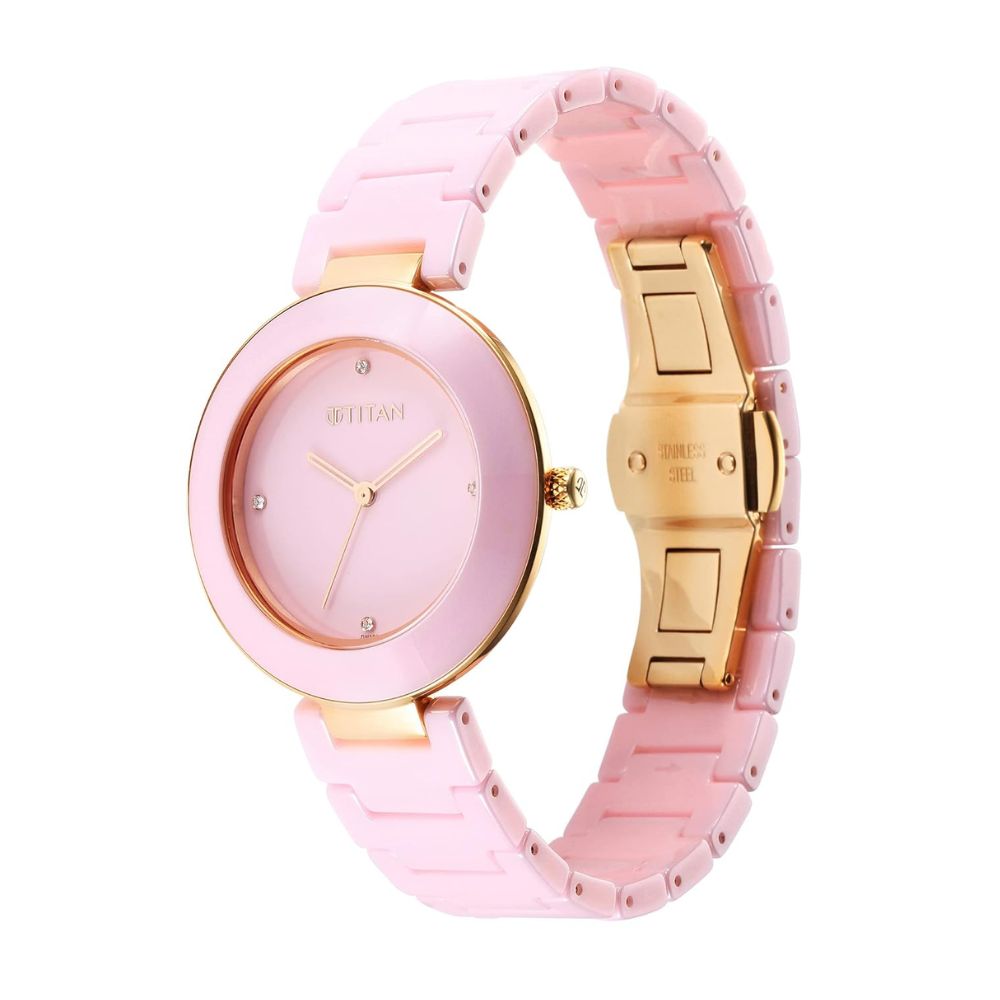 Titan Pink Ceramics Pink Women's Watch 95189KC04