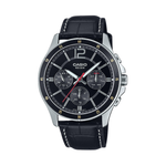 Casio Black Leather Strap Men's Watch MTP-1374L-1AV, MTP-1374PL-1AV | 10460322