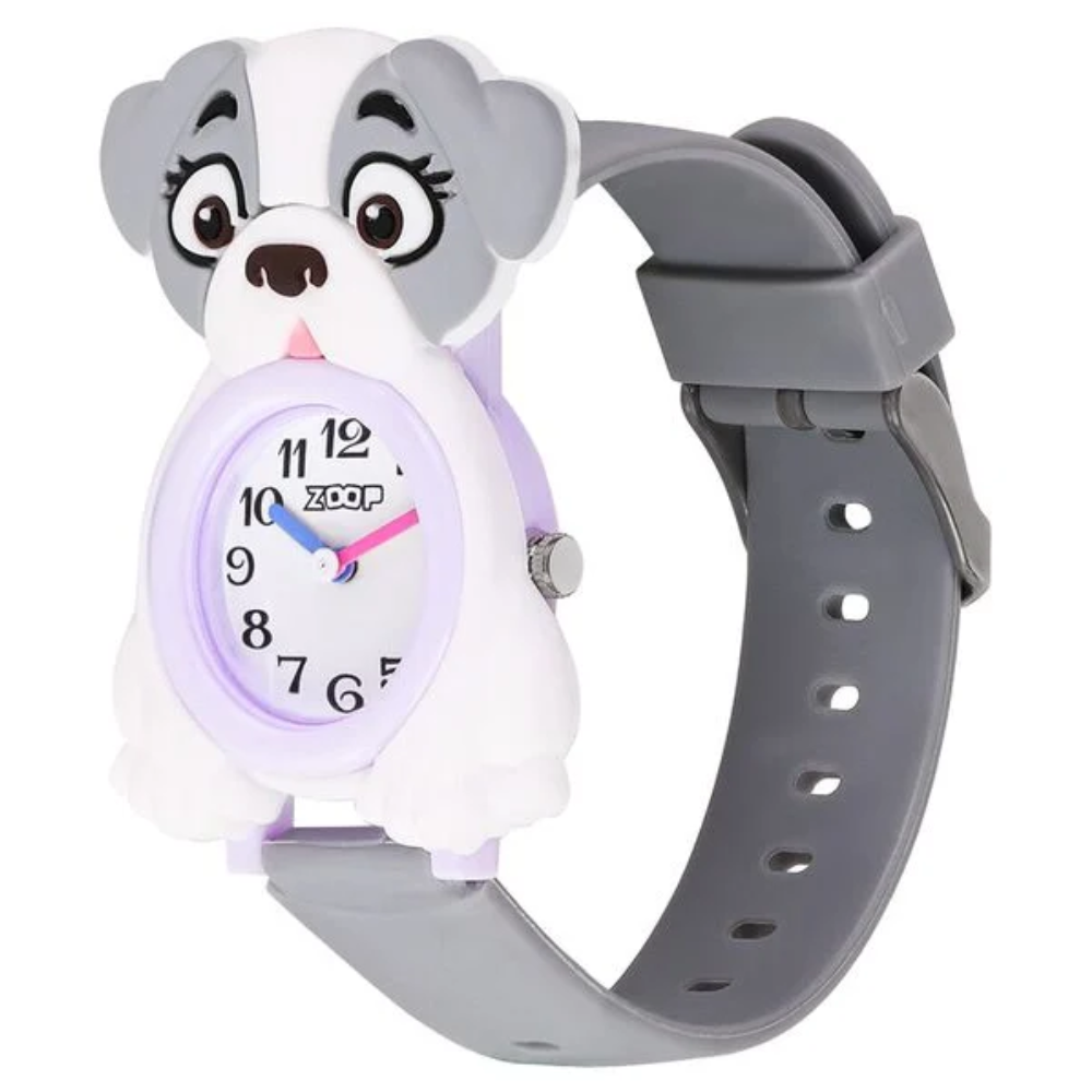 Zoop Doggy Watch White Dial Grey Strap Boys Girls Kids 26044PP01