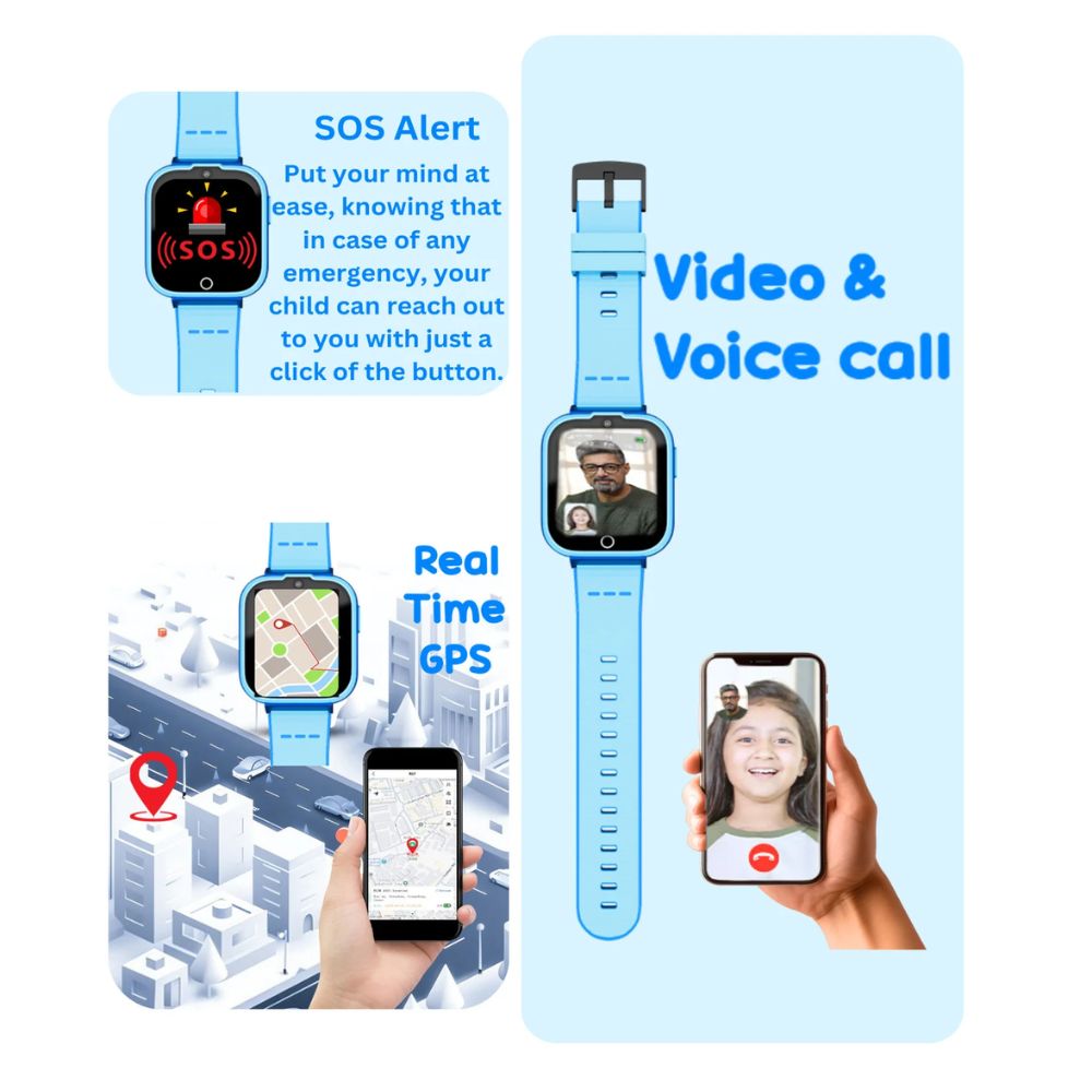 Spiky Cyclops Blue Kids Smartwatch 4G Voice Calling