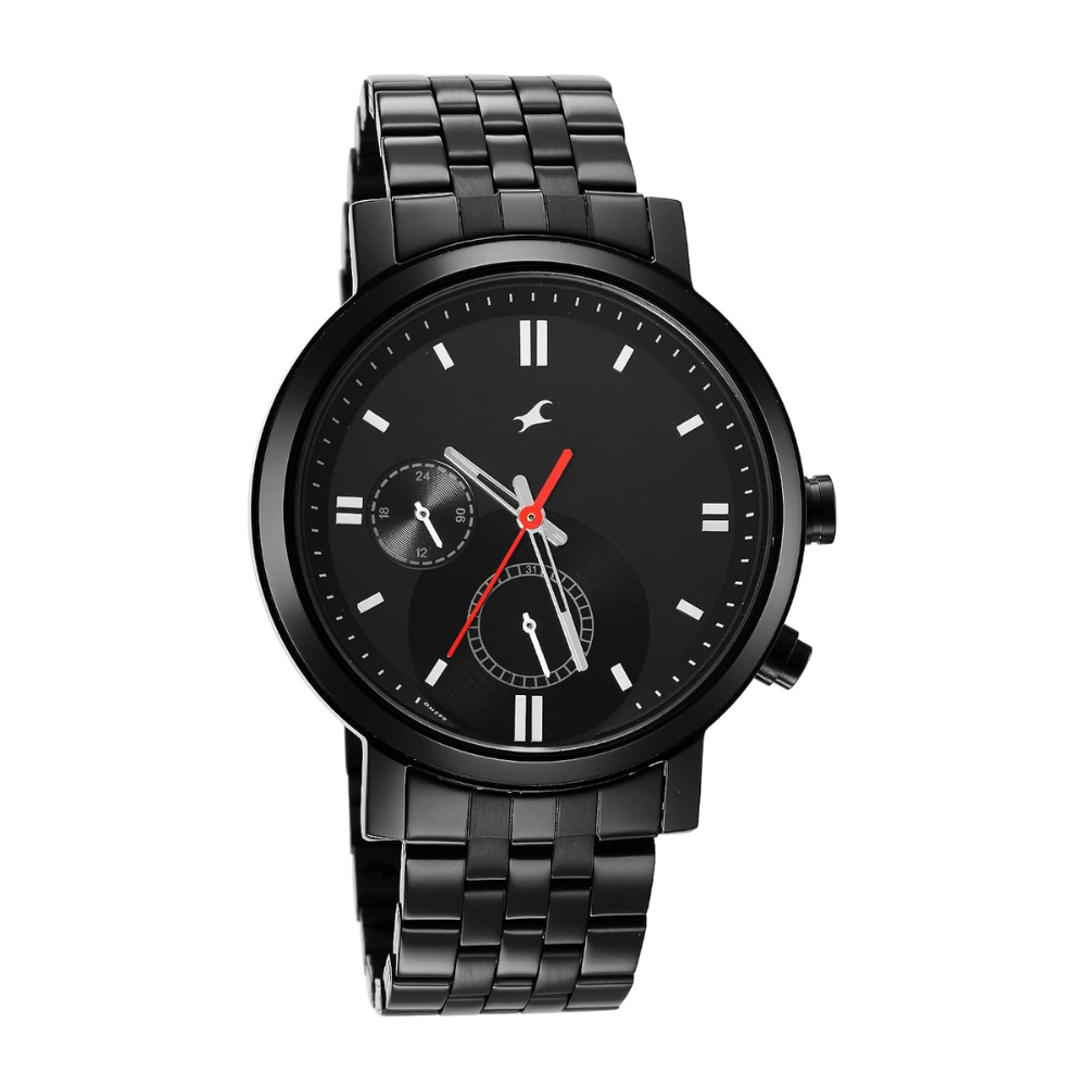 Fastrack Tick Tock Black Dial Men Watch NT3287NM01