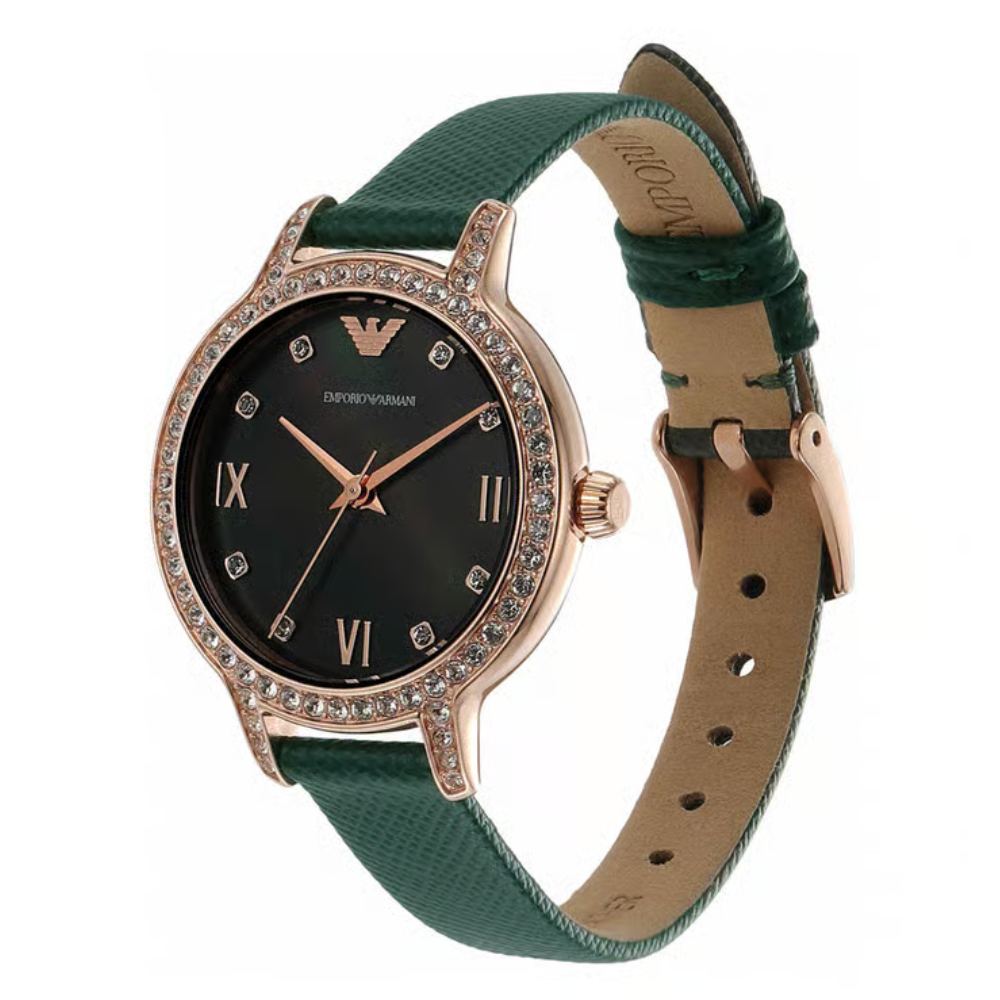 Emporio Armani Cleo Green Leather Women's Watch AR11577