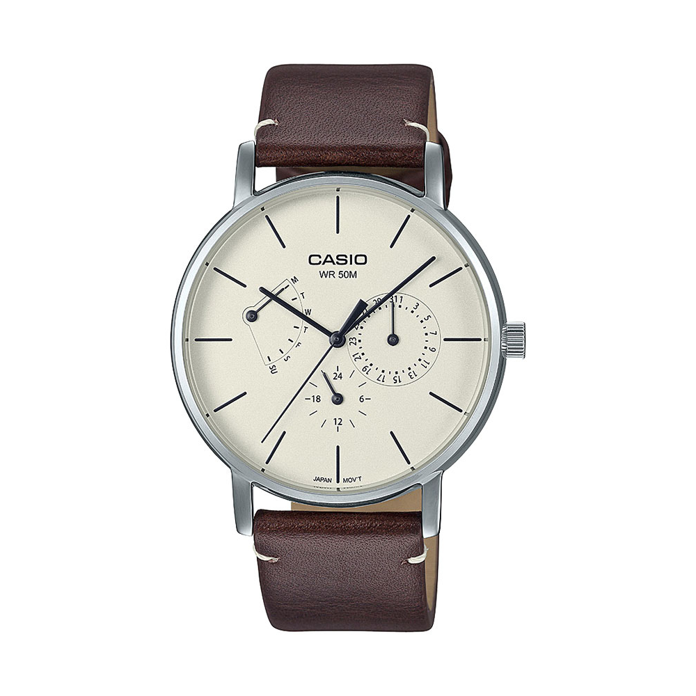 Casio Brown Leather Strap Men's Watch MTP-E171L-5EV, MTP-E320L-5EV | 10617838