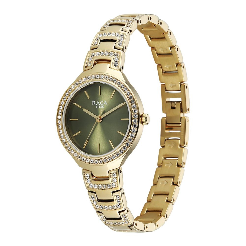Titan Raga Spotlight Green Women's Watch 95428YM01
