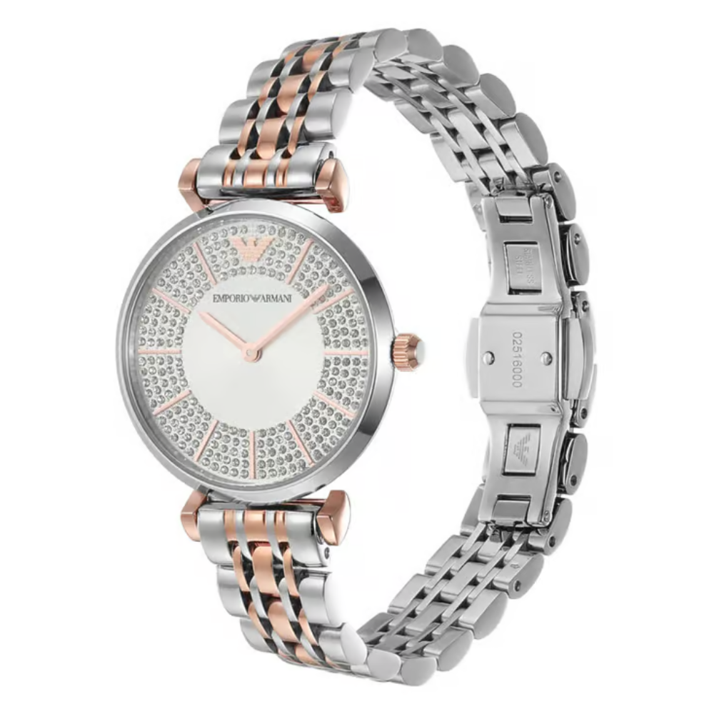 Emporio Armani Gianni T-Bar Silver Dial Women's Quartz Watch AR11537