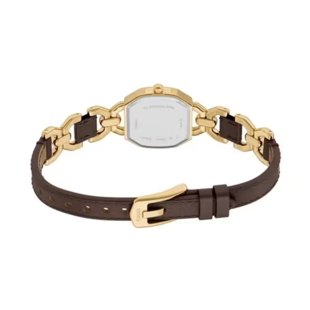 Fossil Harlow Brown Dial Three-Hand Brown Leather Watch Women's ES5497
