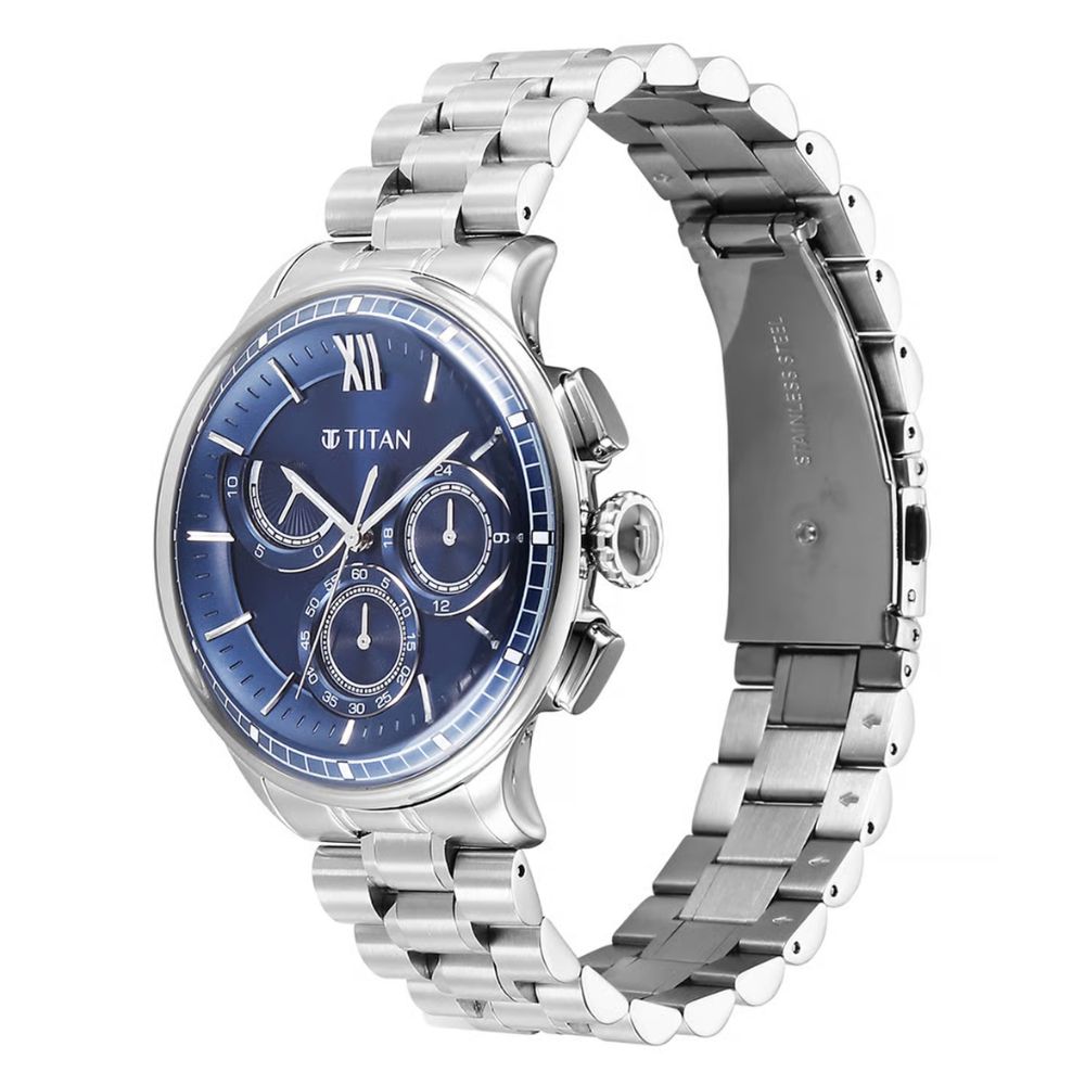 Titan Classique Half Cut Quartz Chronograph Men Watch 90218SM02