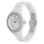 Emporio Armani Leo Silver Dial Women's Analog Ceramic Watch AR70014