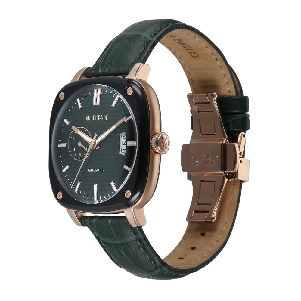 Titan Vintage Concealed Green Dial Men's Watch 90225KL01