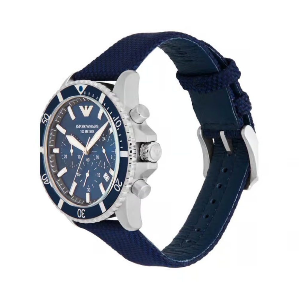 Emporio Armani Sea Explorer Blue Dial Chronograph Men's Nylon Watch AR11588