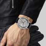 Titan Sapphire Quartz Silver Dial Blue Leather Strap Men's Watch - NT1874SL04