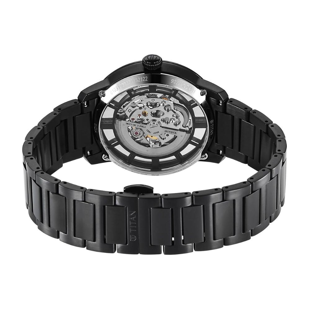Titan See-Through Skeletal Black Men's Watch 90220NM01