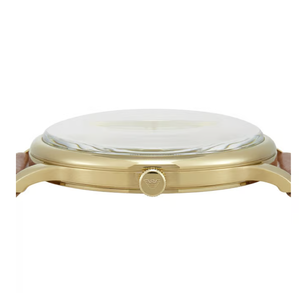 Emporio Armani Minimalist Cream Dial Men's Quartz Analog Leather Watch AR11610