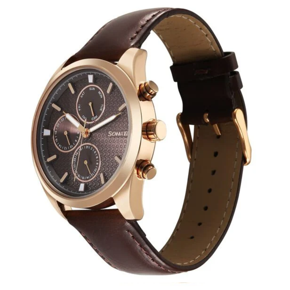 Sonata Magna Brown Dial Men's Watch 7155WL01