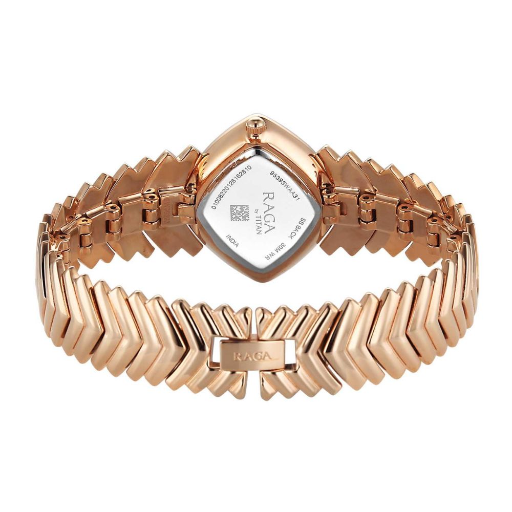 Titan Raga Chic Glam Natural White M.O.P + MOP Minute Ring Dial Rose Gold Women's Watch 95393WM03