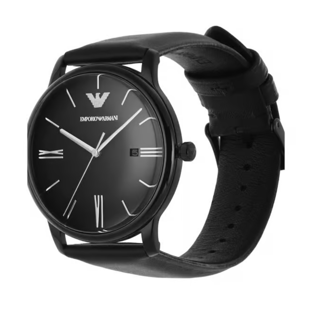 Emporio Armani Minimalist Men's Black Dial Analog Leather Watch AR11573