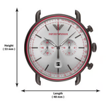 Emporio Armani Silver Dial Men's Chronograph Leather Watch AR11384