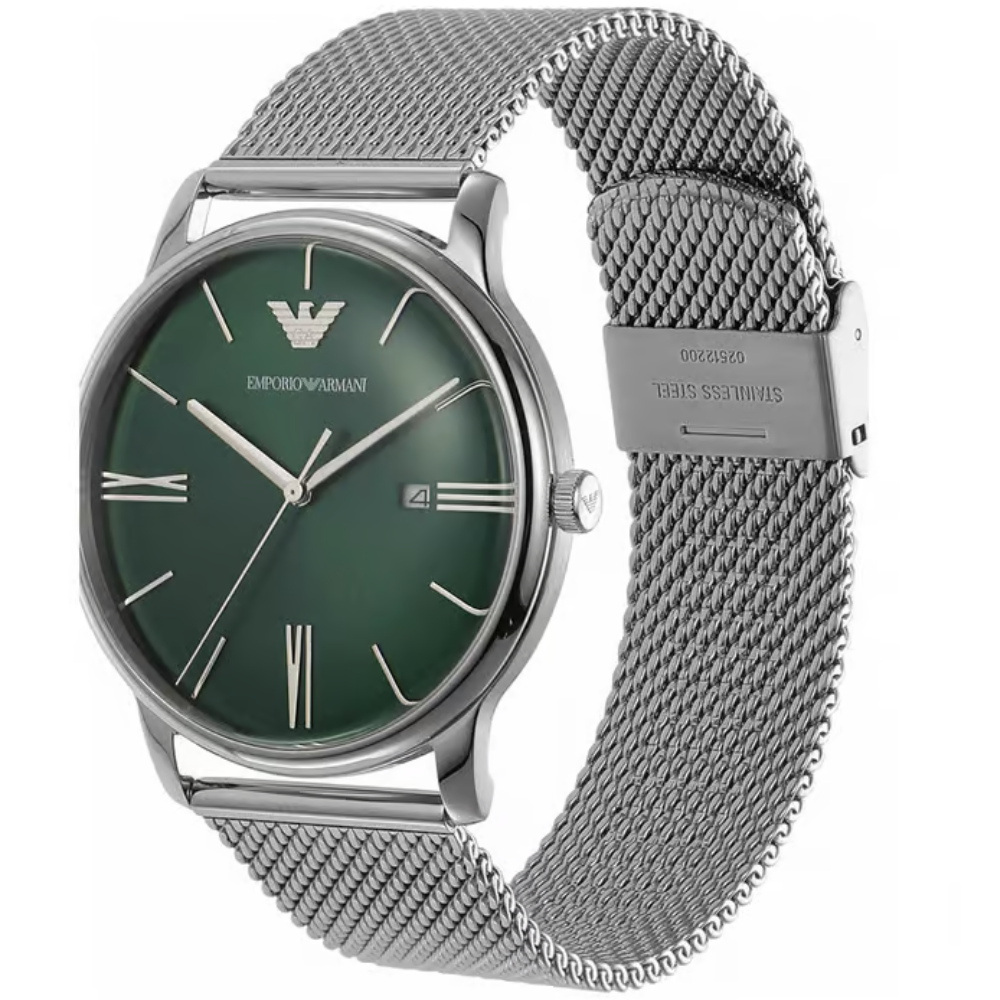 Emporio Armani Minimalist Green Dial Men's Analog Stainless Steel Watch AR11578