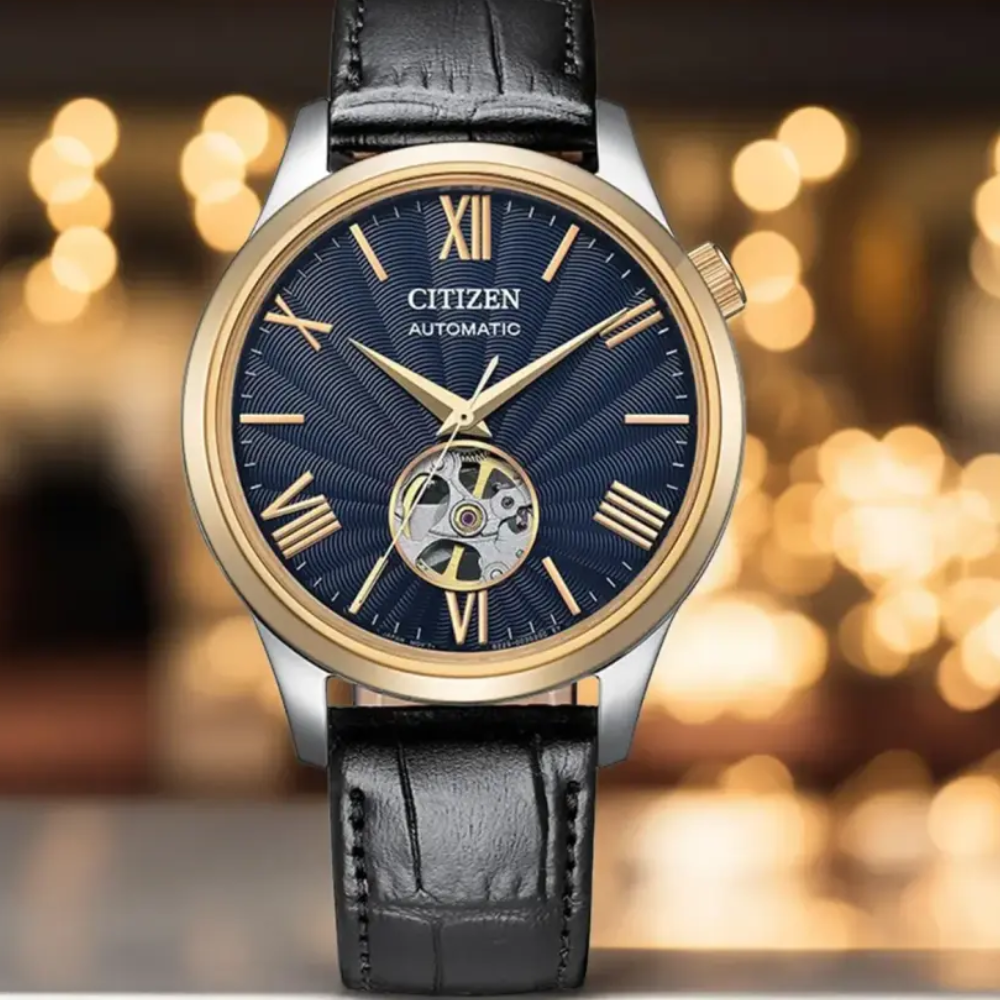 Citizen Mechanical Blue Dial Men's Automatic Leather Watch NH9136-02L