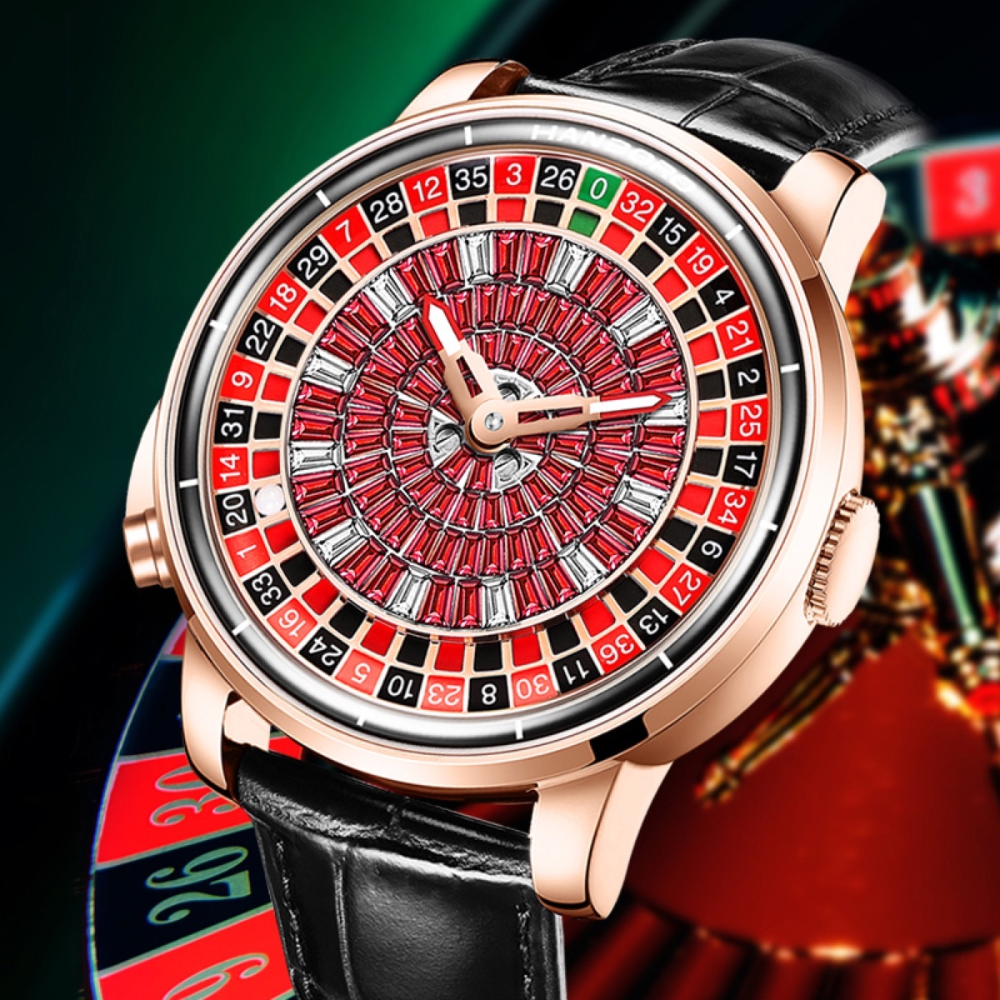 Hanboro Casino Series Roulette Royale Red Men's Dial Watch HBR-1001-2-AUTO-ROULETTE-RG-RED