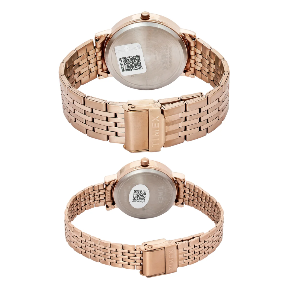 Timex Round Brown Dial Pair's Watch TW00PR328