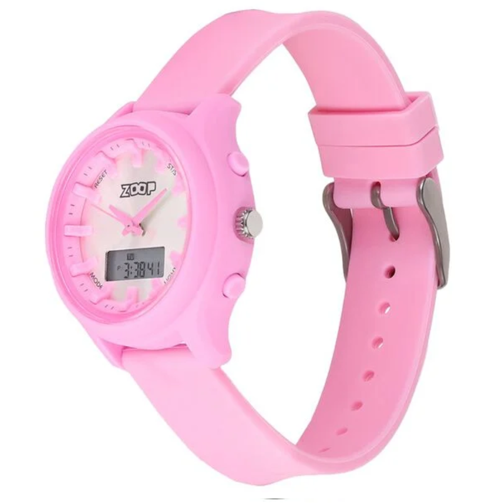 Zoop Silver Dial Pink Strap Girls Kids Ana-Digi Watch 16046PP02