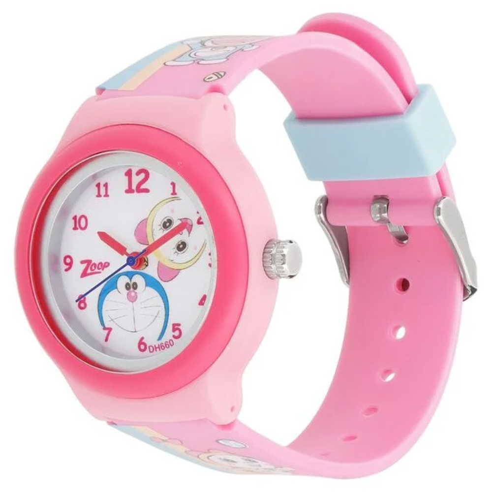 Zoop Doraemon White Dial Pink Strap Kids Analog Watch NT26013PP03