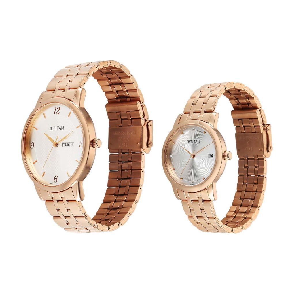 Titan Bandhan Eternal Rose Gold Couple Watch 19672967WM01