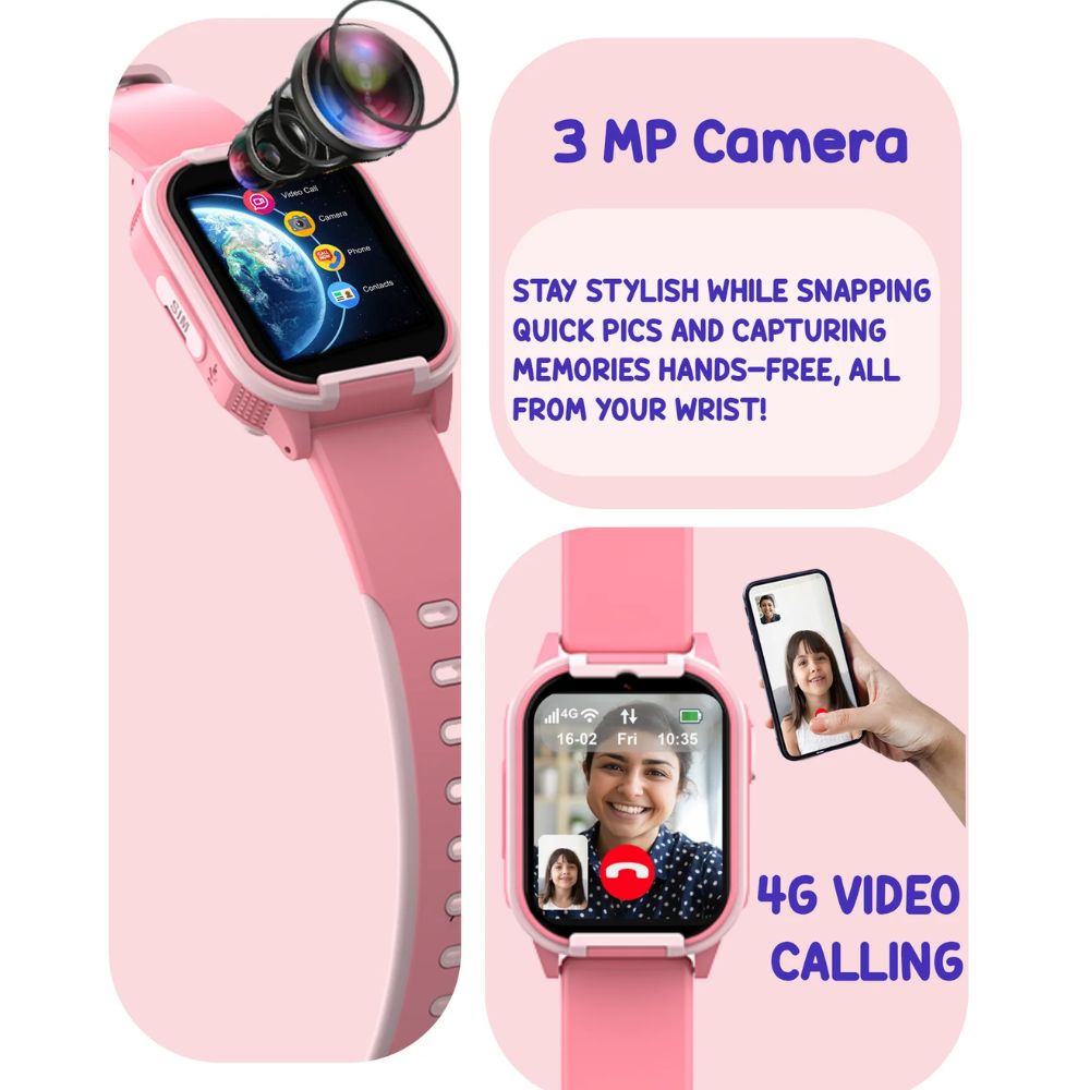 Spiky Gnome 4G Video Calling Pink Kids Smartwatch
