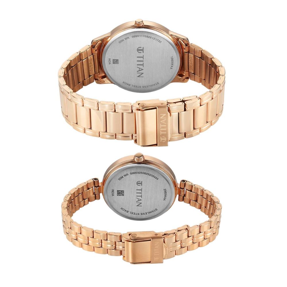 Titan Bandhan Eternal Rose Gold Couple Watch 19692969WM01
