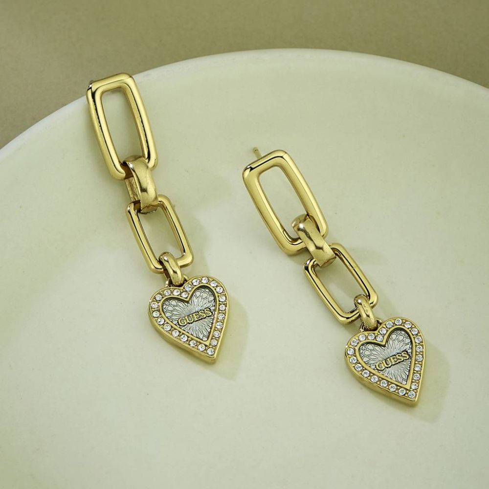 Guess Love Me Tender Gold & Silver Women's Earrings UBE03236YGRH