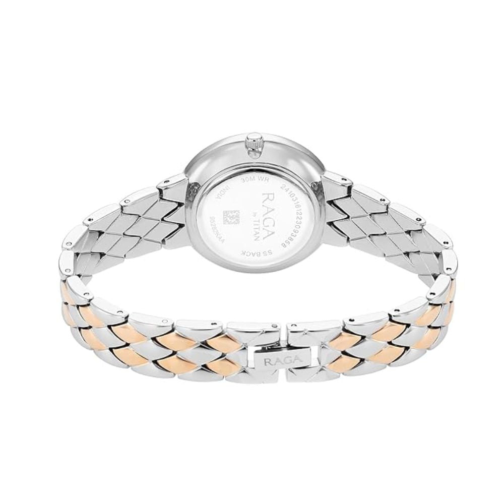 Titan Raga Showstopper Two Toned Silver & Rose Gold Women's Watch 95282KM01