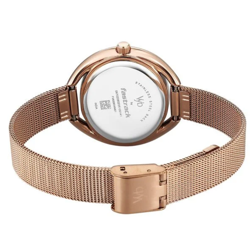 Fastrack Vyb Halo Rose Gold Dial Girls' Watch FV60080WM01