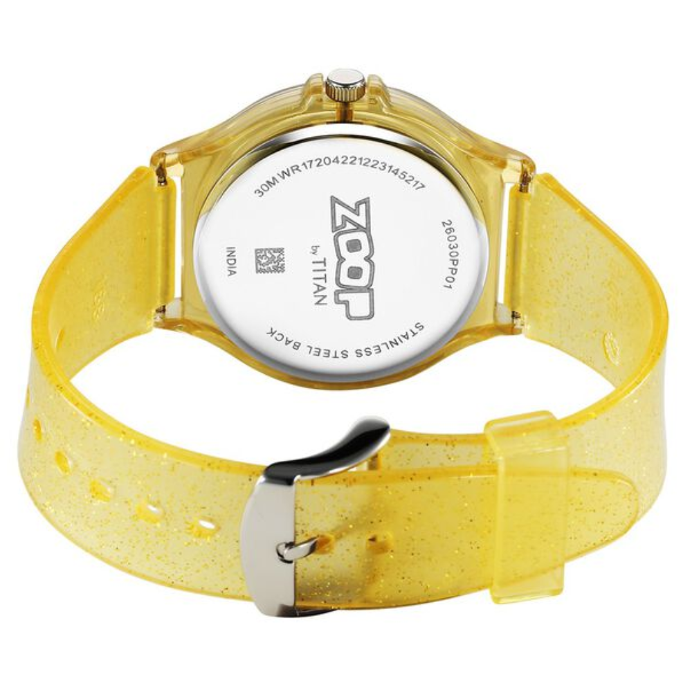 Zoop Glitter Yellow Dial Yellow Strap Girls Kids Watch 26030PP01W