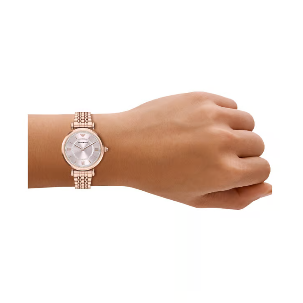 Emporio Armani Women's Quartz Pink Dial Analog Stainless Steel Watch AR11767