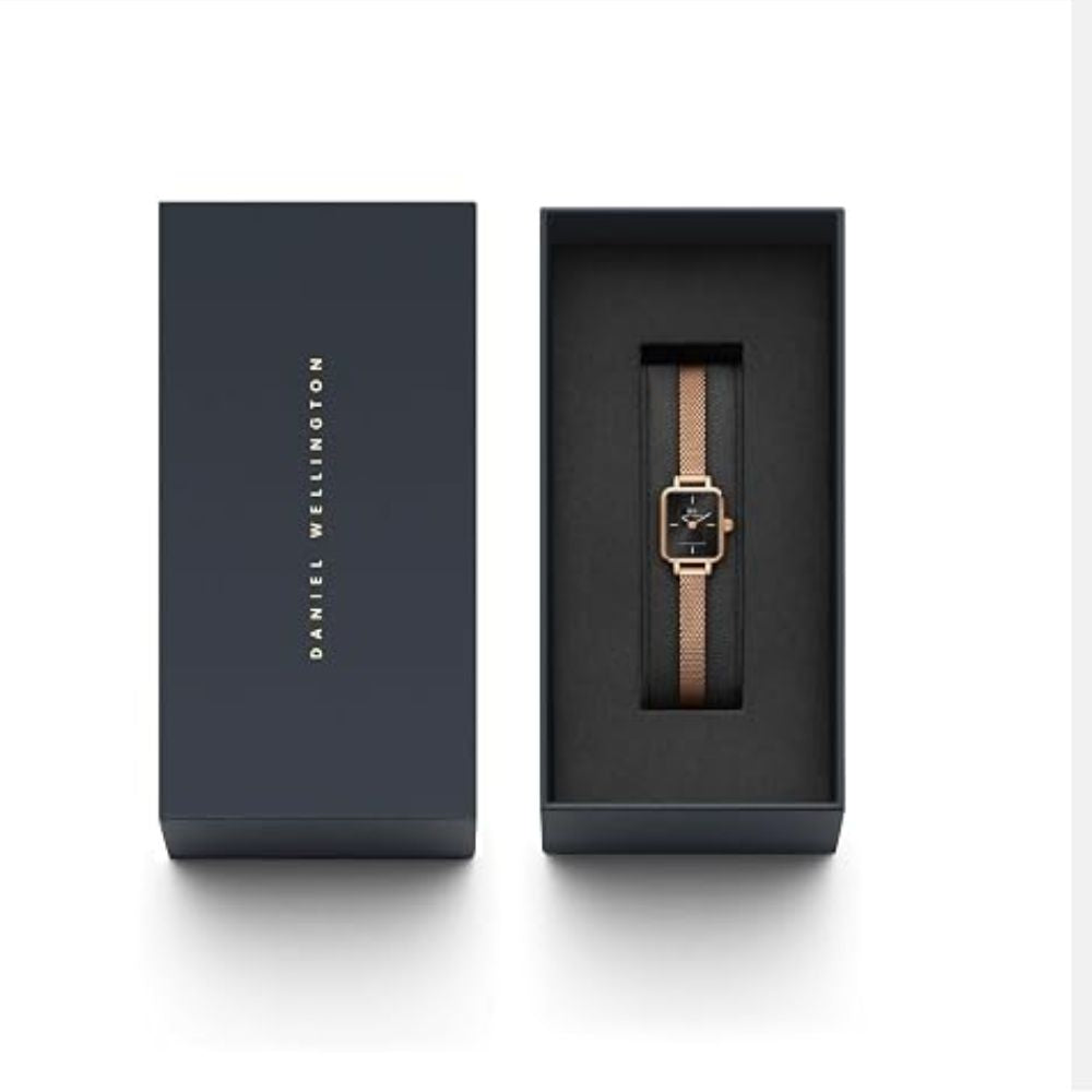 Daniel Wellington Quadro Rose Gold Black Women's Watch DW00100647K