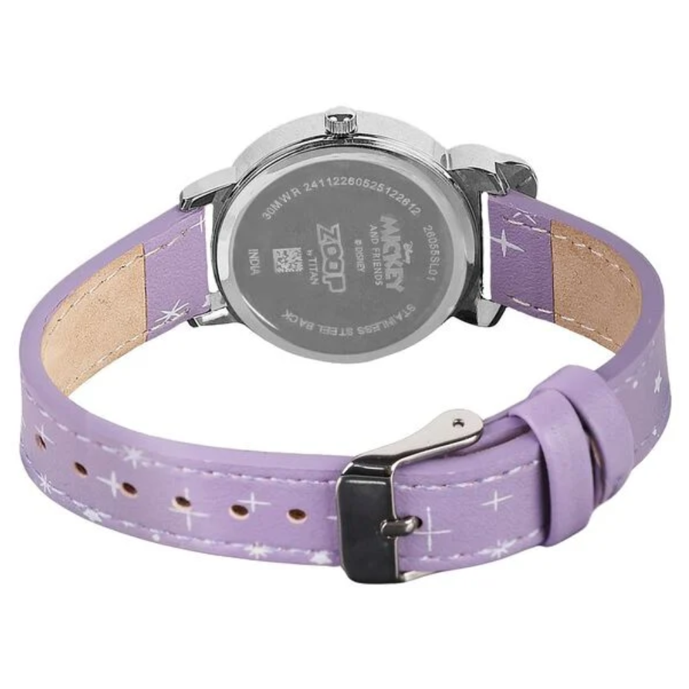 Zoop Daisy Duck Analogue Watch with Silver Dial & Purple Strap for Girls Kids 26055SL01
