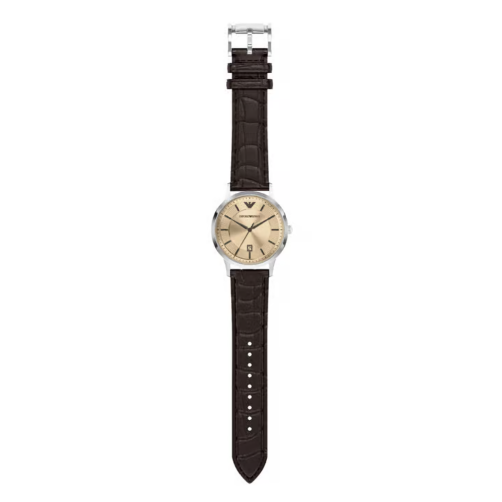 Emporio Armani Beige Dial Men's Quartz Leather Watch AR11783