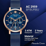 Alexandre Christie Blue Women's Watch 2959BFBURBU