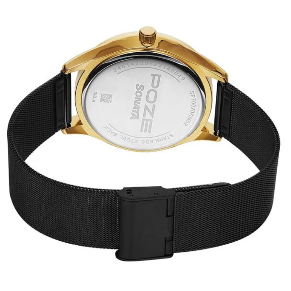 Poze by Sonata Quartz Black Dial Men's Watch SP70020KM02
