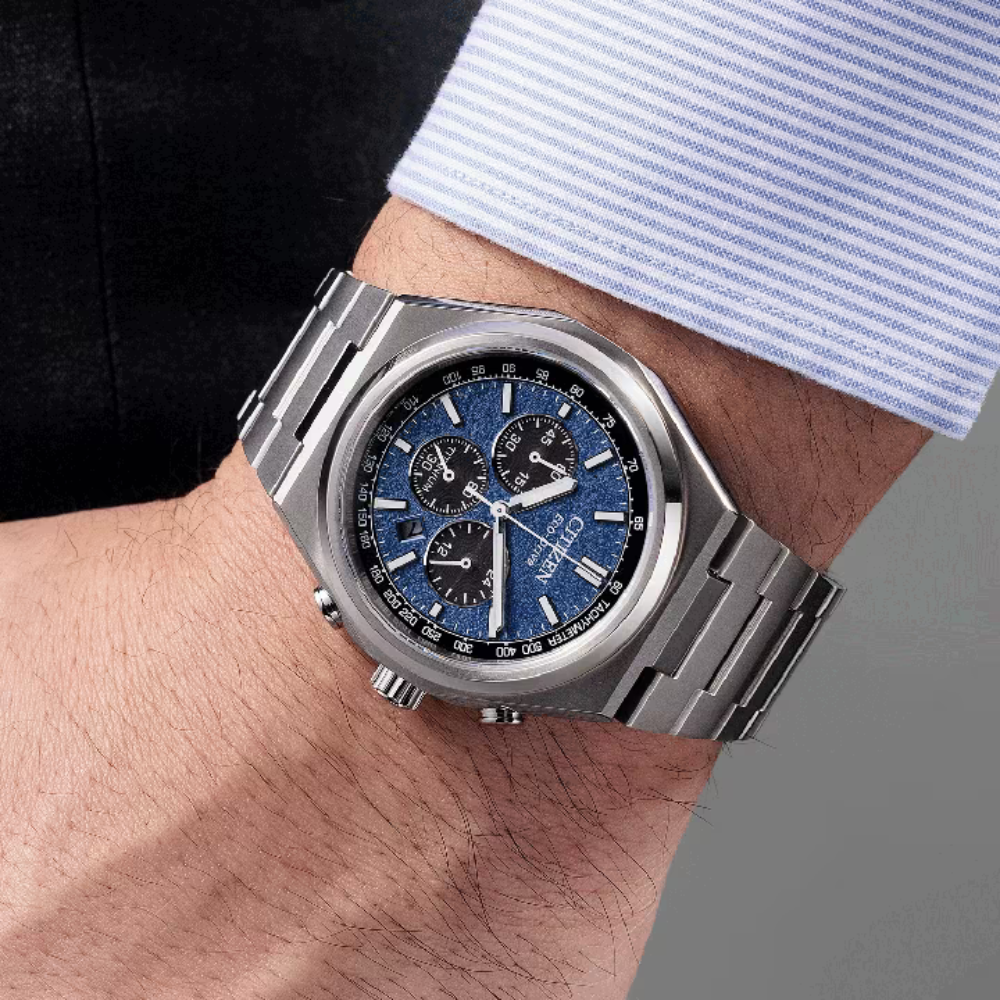 Citizen Zenshin Blue Dial Men's Chronograph Titanium Watch CA4610-85L
