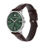 Emporio Armani Green Dial Men's Analog Leather Watch AR11672